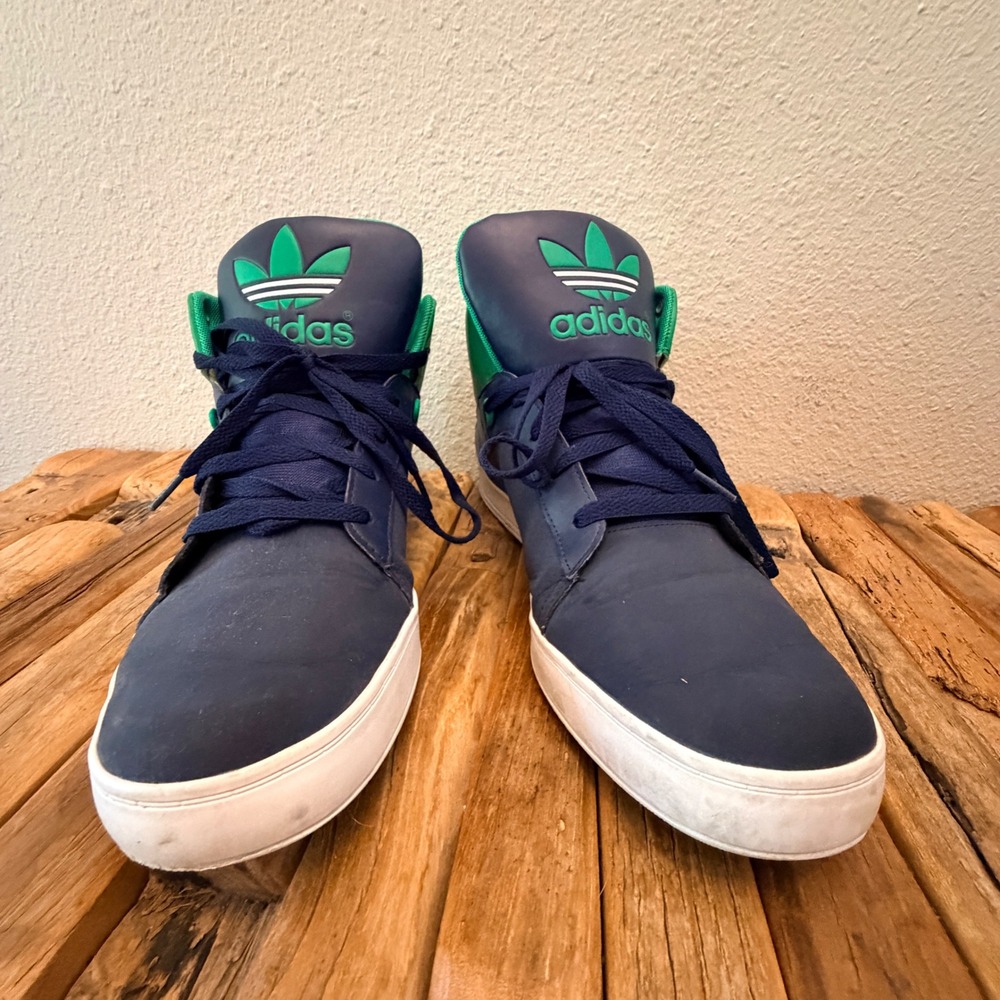 Adidas Hard Court Hi Size 12 Navy Blue Green Q32532 High Top Sneakers